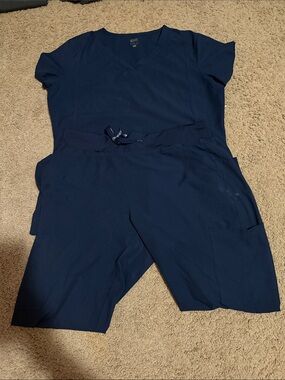 Insight Navy Blue Women's Scrub Jumpsuit with Drawstring Waist